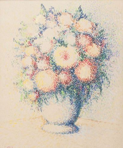 Hippolyte PETITJEAN (1854-1929) Bouquet pointilliste Aquarelle, signée en bas à droite...