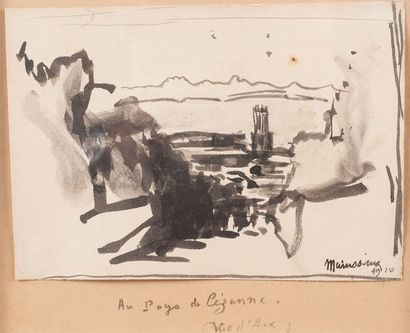 Lucien MAINSSIEUX (1885-1958) Au pays de Cézanne (Vue d?Aix), 1910 Encre sur papier,...