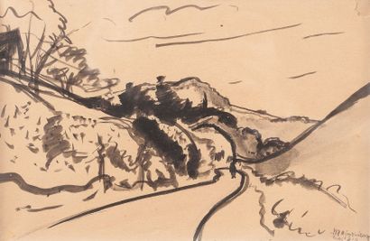 Lucien MAINSSIEUX (1885-1958) Paysage, mai 1910 Encre de chine sur papier, signée...