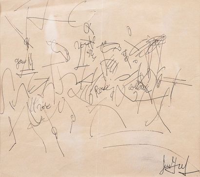 Gen PAUL (1895 1975) Course de sulky Stylo à bille sur papier, signé en bas à droite...