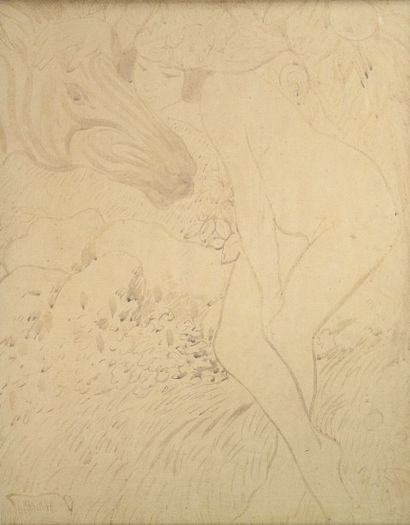 Georges MANZANA PISSARO (1871-1961) Jeune femme Dessin au lavis, signé en bas à gauche...