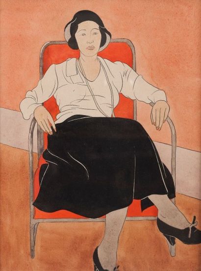 Conrad MEILI (1894-1969) Femme assise Crayon et aquarelle sur papier 32 x 24,5 c...