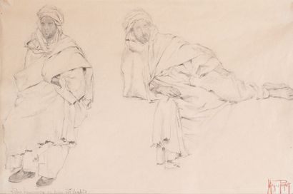 MARIUS PERRET (1853-1900) Etude d?homme orientalisant Crayon sur papier, signé en...