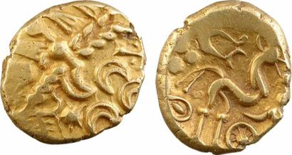  Suessions, statère d'or à l'ancre, c.65-35 av. J.-C. - A/Anépigraphe - Profil à...