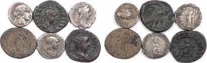 null République romaine à Constantin Ier, lot 6 monnaies romaines dont 3 deniers...
