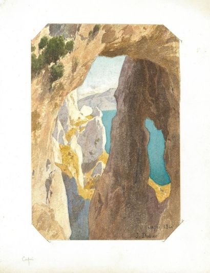 null Jules DIDIER (1831-1892) - Vue du Cap Circé Crayon sur papier gris. Monogrammé...