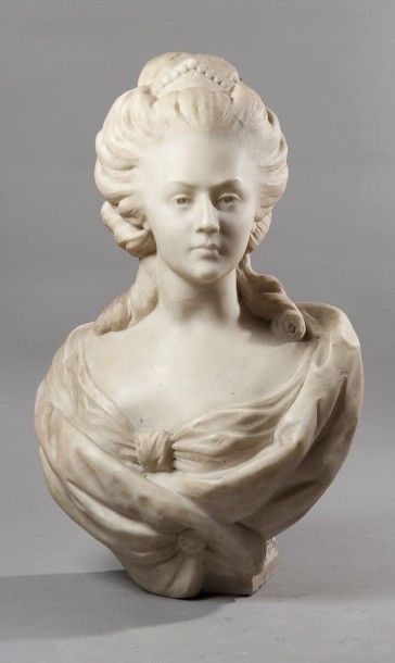null Ecole Française, fin du XIXe siècle. Buste de dame de qualité Sculpture en marbre...