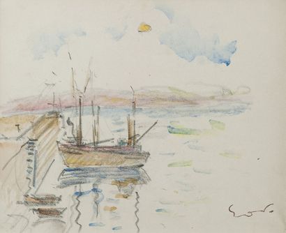  Emile Othon FRIESZ (1879-1949) Le port Aquarelle sur papier, signé en bas à droite...