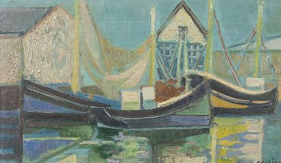 null Nicolas ISSAIEV (1891-1977) Le port Huile sur panneau, signé en bas à droite...