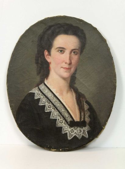 null Hippolyte LAZERGES (1817 – 1847) Portraits de Monsieur et Madame Bausil Paire...