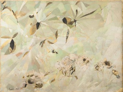 null Giuliano MANONI (1922-2001) Composition de 1961 Huile sur toile 60 x 80 cm