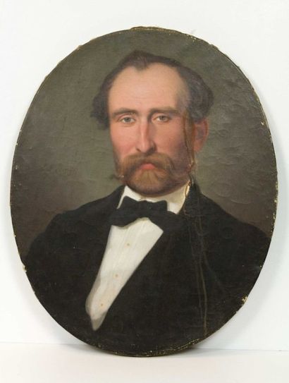 null Hippolyte LAZERGES (1817 – 1847) Portraits de Monsieur et Madame Bausil Paire...