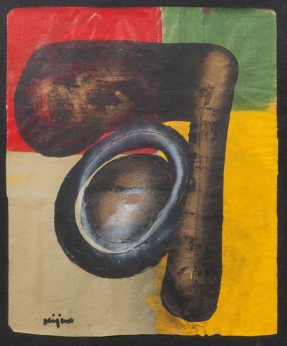 null Ladislas KIJNO (1921-2012) Composition Huile sur papier 45 x 36 cm