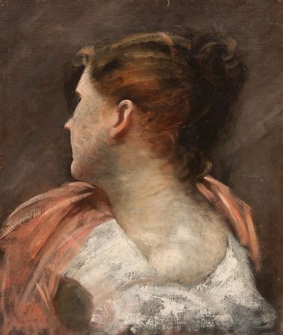 Robert de Rougé (? - 1916) Etude de cou féminin. Toile, 46 x 38 cm