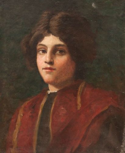 Robert de Rougé (? - 1916) Jeune fille. Toile, 45 x 38 cm