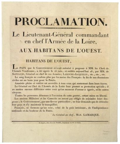 null (Guerre de Vendée: TRAITÉ de CHOLET, 26 Juin 1815) - Maximilien LAMARQUE (Landes...