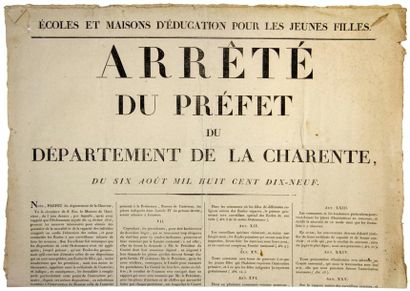 1819 «ÉCOLES et Maisons d'Éducation pour les Jeunes FILLES.» - Arrêté du Vicomte...