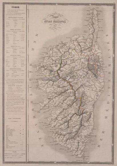 null CARTE de LA CORSE - Nouvel Atlas National 1833 - à Paris chez Dauty - (61 x...