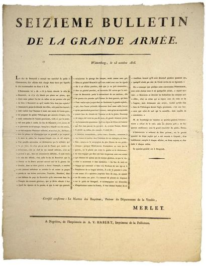 1806 (VENDÉE) - «16e Bulletin de LA GRANDE ARMÉE» - Wittemberg 23 Octobre 1806...