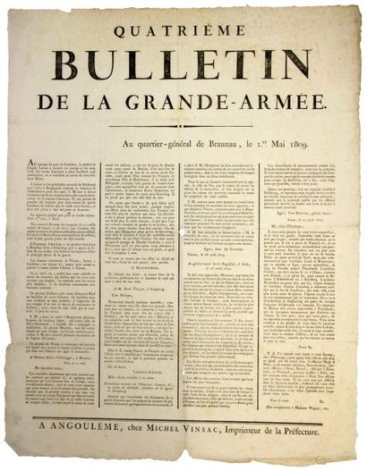 1809 (CHARENTE) - «4e Bulletin de LA GRANDE ARMÉE» - au quartiergénéral à BRANAU...