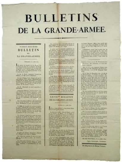 null 26e & 27e «BULLETIN de la GRANDE ARMÉE» Wolkersdorf 9 juillet 1809 - (Rappels...