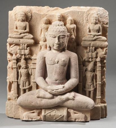 Stèle sculptée en haut relief, Inde, Art...