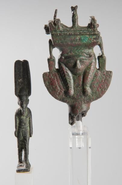  Deux bronzes antiques Egypte, Basse Epoque (664 - 332 av. J.-C.) Partie centrale...