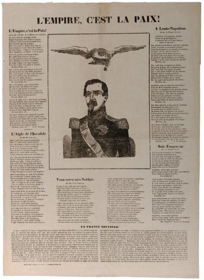 1853 «L'EMPIRE, C'EST LA PAIX» - Placard de chansons de Durand et Armand avec buste...