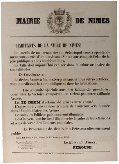 null GARD - VICTOIRE DEVANT SÉBASTOPOL (8 Septembre 1855) - Appel au calme de Mr....