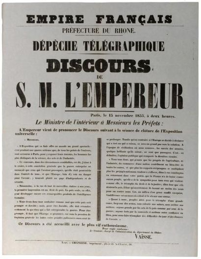 1855 EXPOSITION UNIVERSELLE DE 1855 (GUERRE DE CRIMÉE) - PARIS, le 15 novembre 1855...
