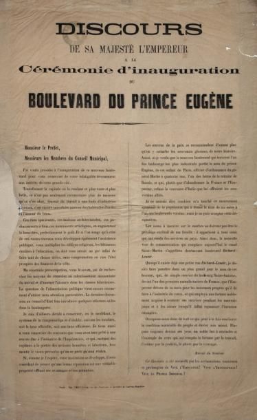 PARIS BOULEVARD du PRINCE EUGÈNE - «Discours de sa Majesté l'Empereur à la Cérémonie...