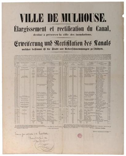 1864 HAUT-RHIN - "Ville de MULHOUSE (68)" 8 Janvier 1864 - Élargissement et rectification...