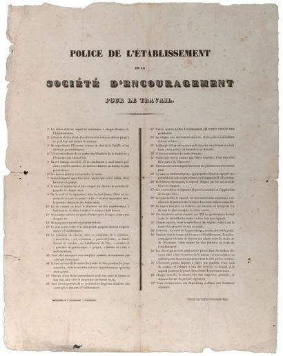 1835 STRASBOURG (67) - «POLICE DE L'ÉTABLISSEMENT de la Société d'Encouragement pour...