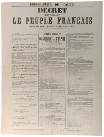 (1870 - AUBE - SENATUS-CONSULTE POUR LA CONSTITUTION...