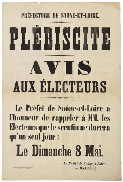 (SAÔNE-ET-LOIRE) - 8 Mai 1870. «PLÉBISCITE»...