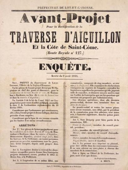 null LOT-ET-GARONNE - Avant-Projet pour la rectification de la TRAVERSE D'AIGUILLON...