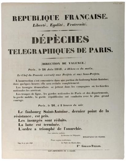 PARIS (RÉVOLTE DES OUVRIERS DES ATELIERS NATIONAUX DU CHAMPDE- MARS JUIN 1848) -...
