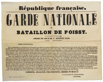 null (YVELINES) - 1848 - «GARDE NATIONALE du BATAILLON de POISSY.» - Ordre du Jour...
