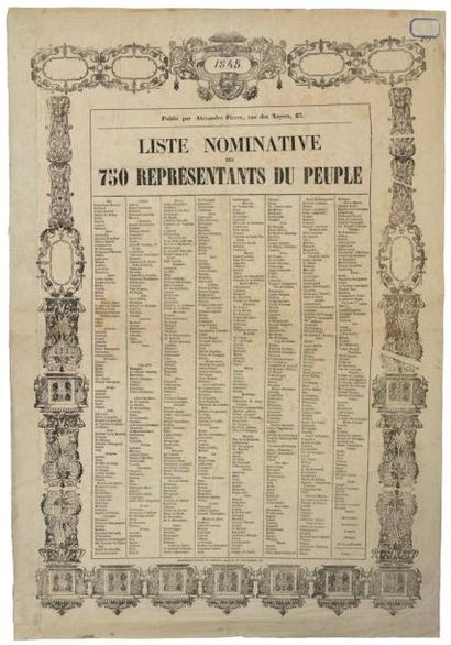 null (DÉPUTÉS DE 1848) - «Liste nominative des 750 Représentants du Peuple publié...