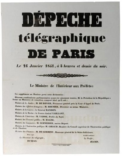 null (PARIS VIENNE) - 6 Affiches «DÉPÊCHES TÉLÉGRAPHIQUES DE PARIS» - fait à POITIERS,...