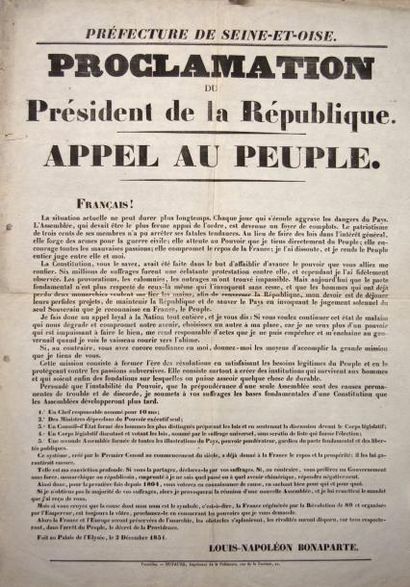 SEINE-ET-OISE Proclamation de LOUIS-NAPOLÉON BONAPARTE Président de la République....