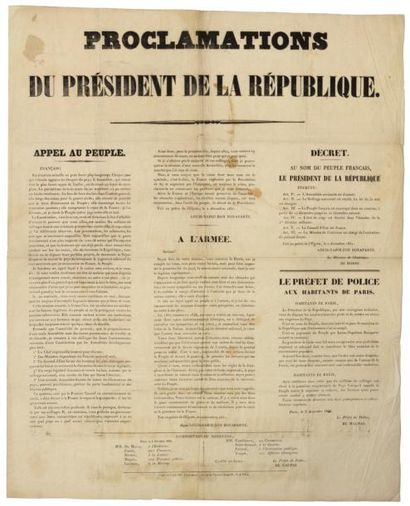 PARIS Proclamation de LOUIS-NAPOLÉON BONAPARTE Président de la République. «APPEL...