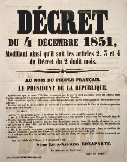 null (Suite du Coup d'État du 2 décembre 1851) «DÉCRET du 4 Décembre 1851; modifiant...