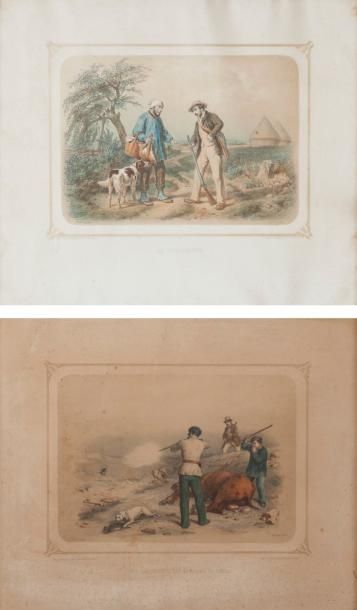 François GRENIER (1793-1867) Un chien à l'essai - Trois bredouilles - Le ren­dez-vous...