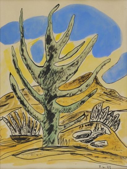null Fernand LEGER (1881-1955)

 - Le cactus, 49 - Encre de chine et gouache. - Signée...