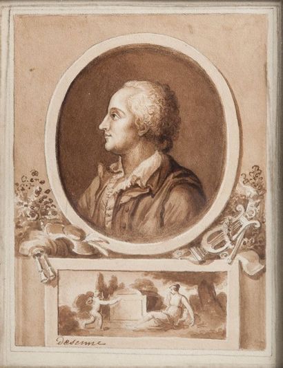 null Alexandre Joseph DESENNE (1785-1827) - Portrait d’artiste en médaillon pour...