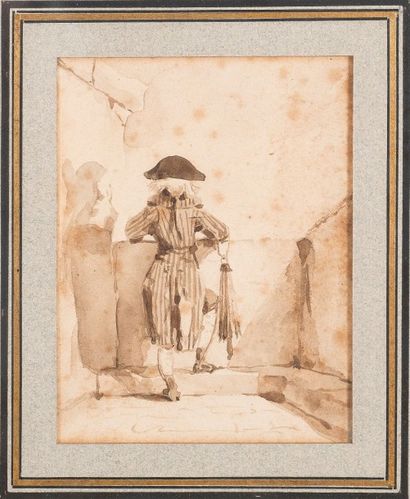 null Domenico TIEPOLO
(Venise 1727 – 1804)
« Portrait d’homme au bicorne vu de dos...