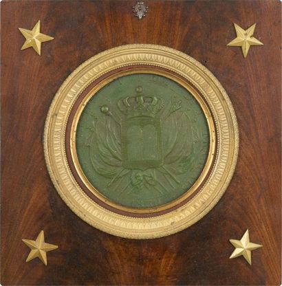 FRANCE, 1830 SCEAU DU ROI LOUIS-PHILIPPE AVEC LA CHARTE DE 1830 Cire, acajou et bronze...