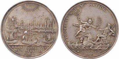null Allemagne, traité de Paix entre Hambourg et l'Algérie, 1751, médaille argent...