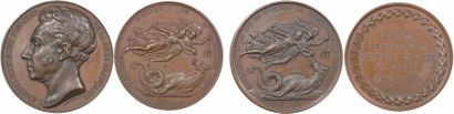 null Prise d'Alger en 1830 : le comte de Bourmont, lot de 2 médailles en bronze par...